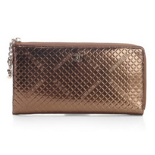 Replica Chanel A40319 Bronze Patent Leather Zippy Wallet